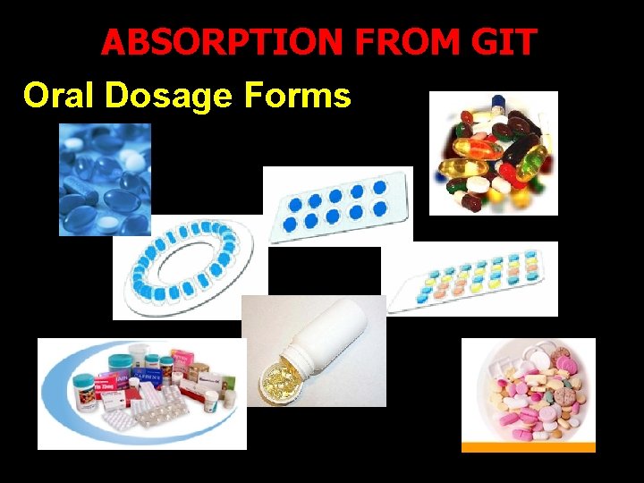 ABSORPTION FROM GIT Oral Dosage Forms 3 