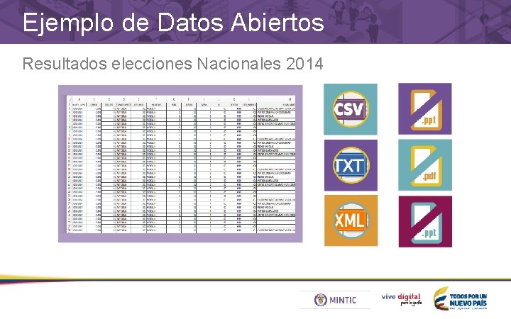 Ejemplo de Datos Abiertos Resultados elecciones Nacionales 2014 