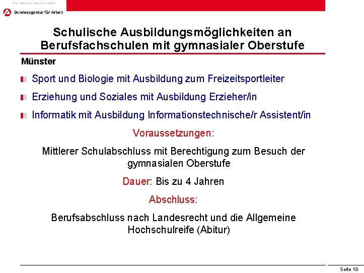 Schulische Ausbildungsmöglichkeiten an Berufsfachschulen mit gymnasialer Oberstufe Münster Sport und Biologie mit Ausbildung zum