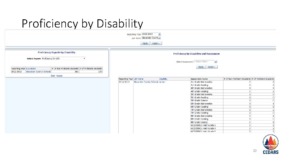 Proficiency by Disability 22 
