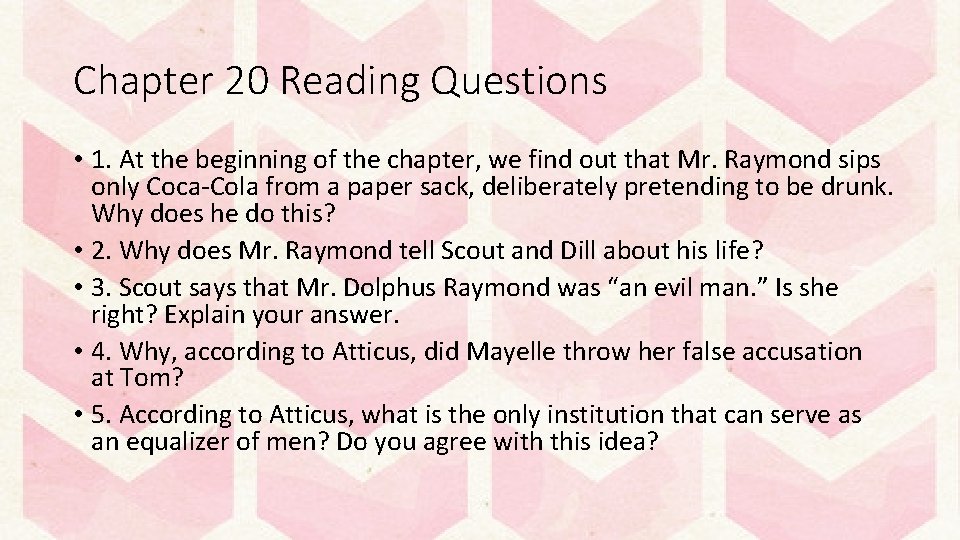 Chapter 20 Reading Questions • 1. At the beginning of the chapter, we find