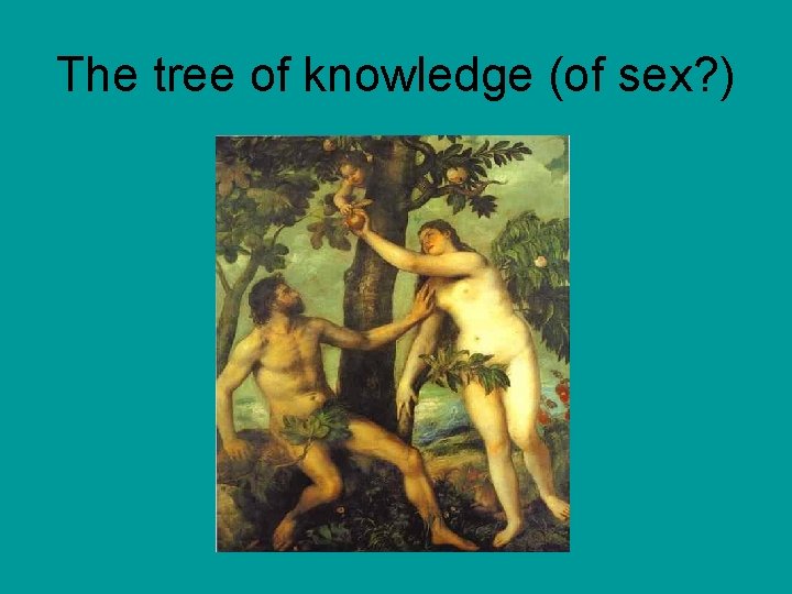 The tree of knowledge (of sex? ) 