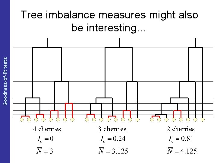 The Coalescent and Measurably Evolving Populations Goodness-of-fit tests Tree imbalance measures might also be