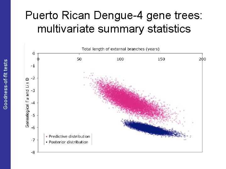 The Coalescent and Measurably Evolving Populations Goodness-of-fit tests Puerto Rican Dengue-4 gene trees: multivariate