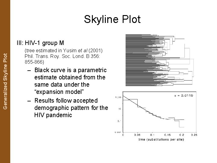 The Coalescent. Generalized and Measurably Evolving Skyline Plot Populations Skyline Plot III: HIV-1 group