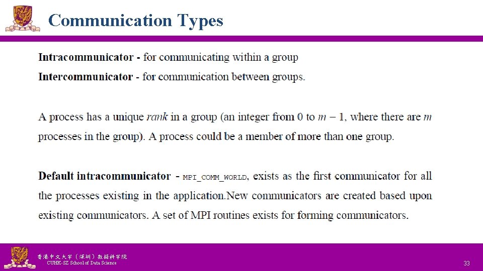 Communication Types 香港中文大学(深圳)数据科学院 CUHK-SZ School of Data Science National Tsing Hua University ® copyright Communication Types 香港中文大学(深圳)数据科学院 CUHK-SZ School of Data Science National Tsing Hua University ® copyright
