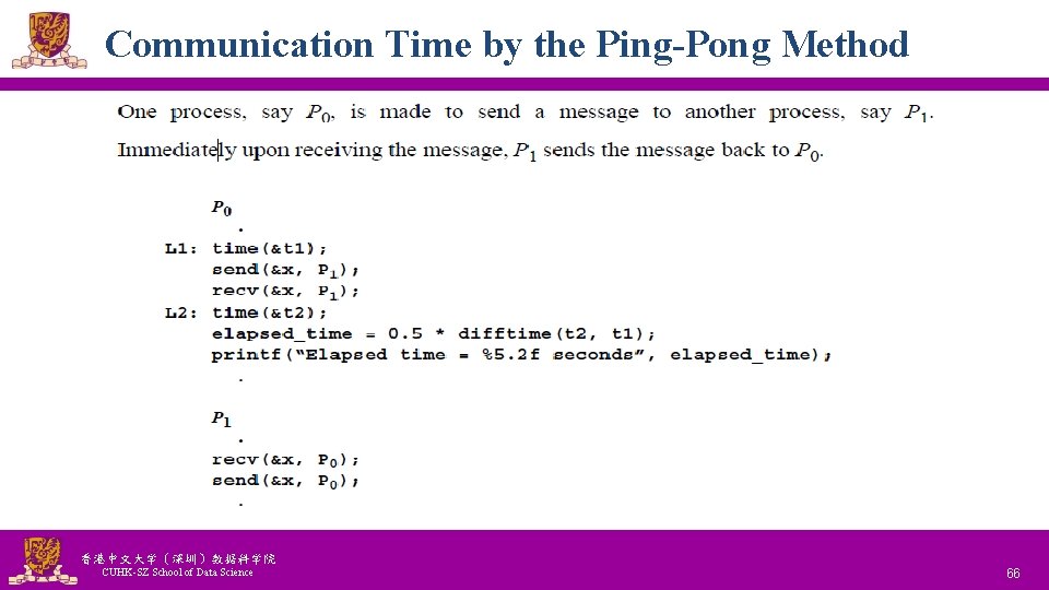 Communication Time by the Ping-Pong Method 香港中文大学(深圳)数据科学院 CUHK-SZ School of Data Science National Tsing Communication Time by the Ping-Pong Method 香港中文大学(深圳)数据科学院 CUHK-SZ School of Data Science National Tsing