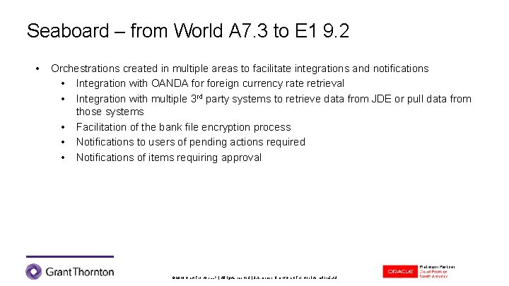 Seaboard – from World A 7. 3 to E 1 9. 2 • Orchestrations