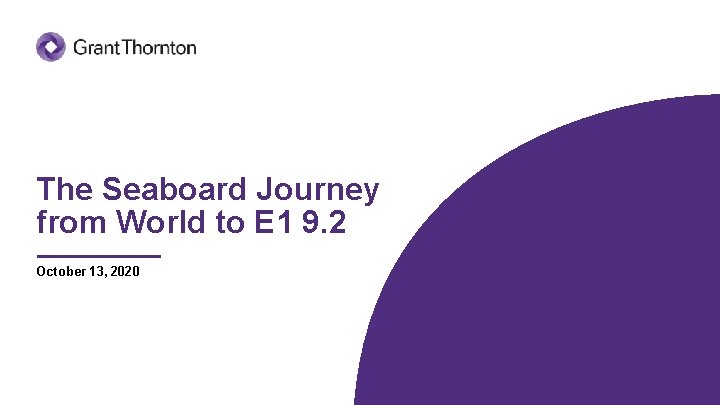 The Seaboard Journey from World to E 1 9. 2 October 13, 2020 
