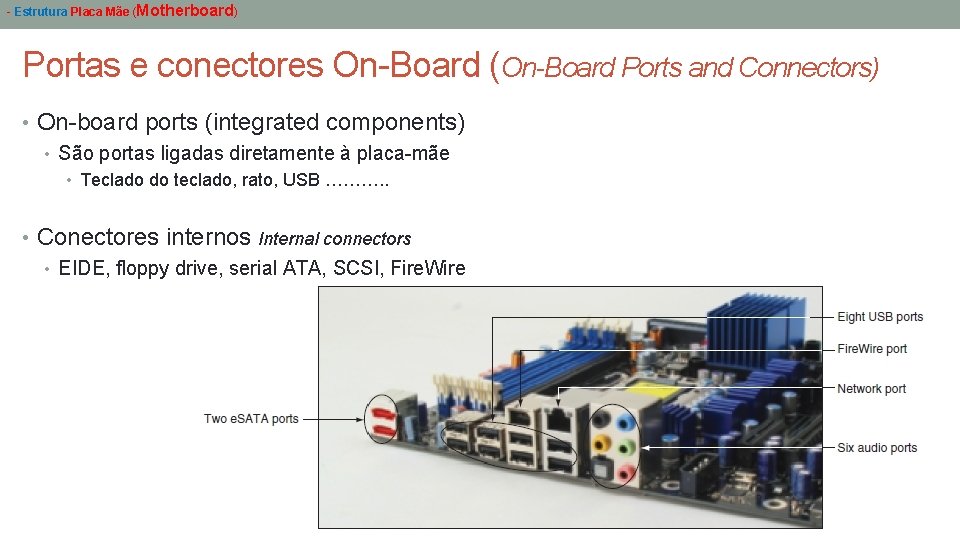 - Estrutura Placa Mãe (Motherboard) Portas e conectores On-Board (On-Board Ports and Connectors) •