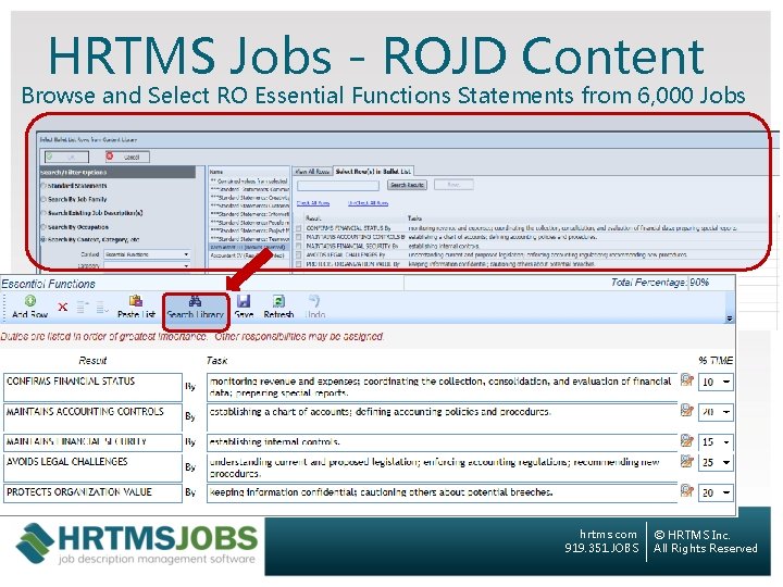 HRTMS Jobs - ROJD Content Browse and Select RO Essential Functions Statements from 6,