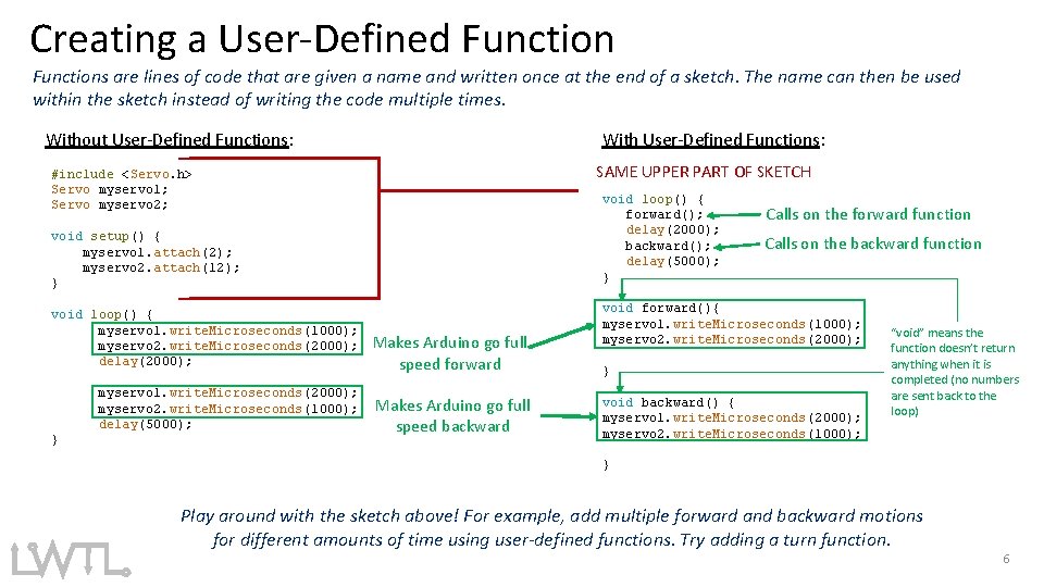 Creating a User-Defined Functions are lines of code that are given a name and