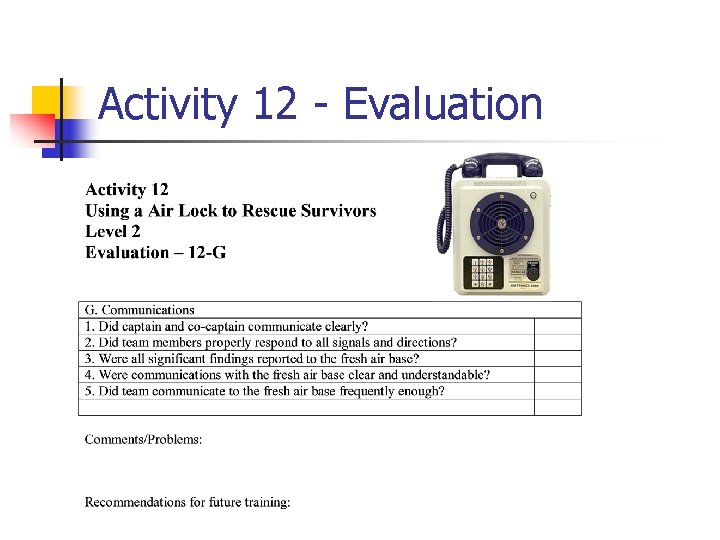 Activity 12 - Evaluation 