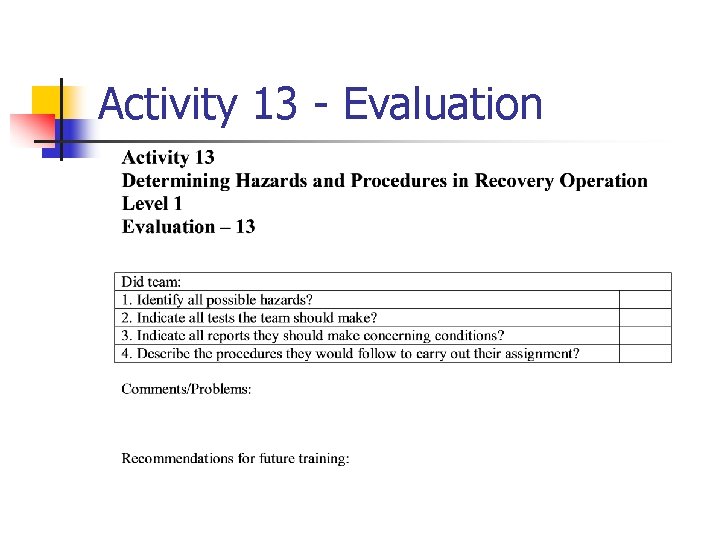 Activity 13 - Evaluation 