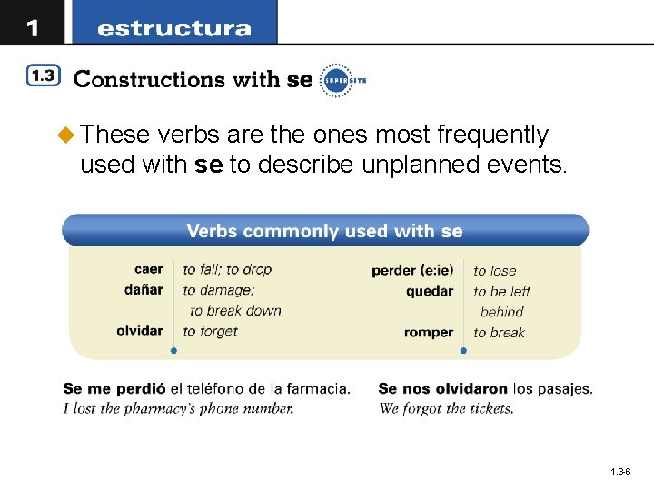 u These verbs are the ones most frequently used with se to describe unplanned