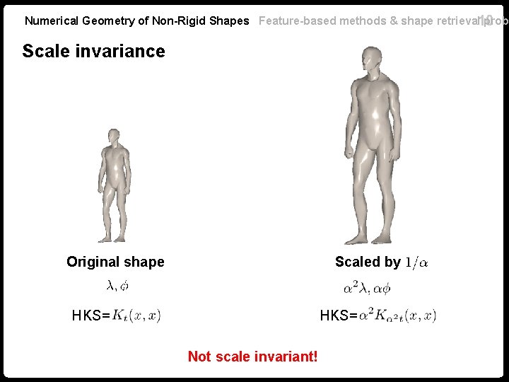 Numerical Geometry of Non-Rigid Shapes Feature-based methods & shape retrieval 10 probl Scale invariance