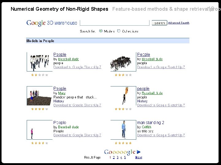 Numerical Geometry of Non-Rigid Shapes Feature-based methods & shape retrieval 18 probl 