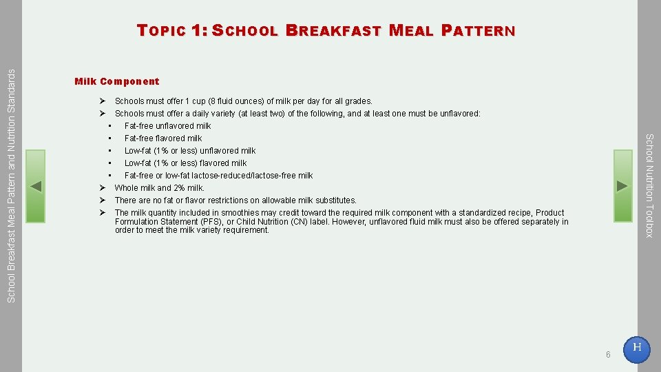 Milk Component Ø Ø • • • Ø Ø Ø Schools must offer 1