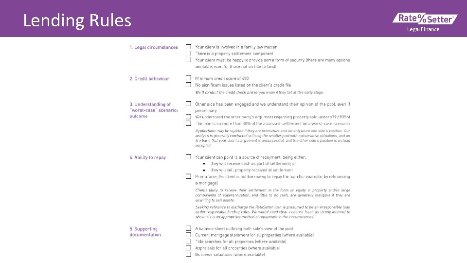 Lending Rules Legal Finance 