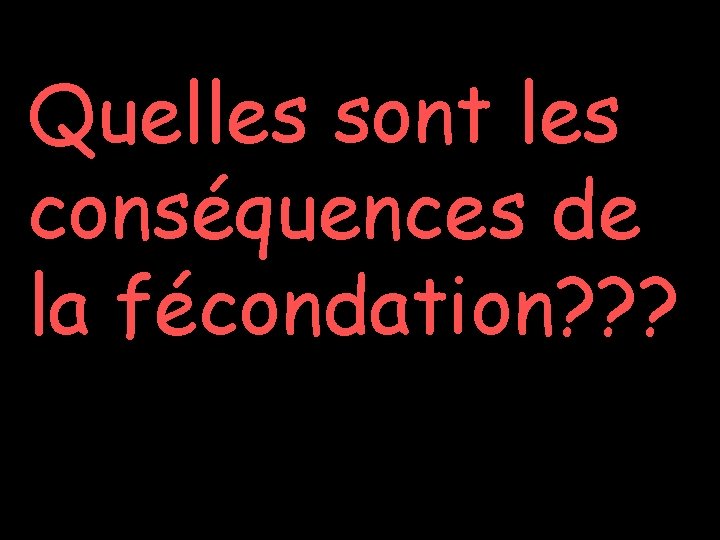 Quelles sont les conséquences de la fécondation? ? ? 