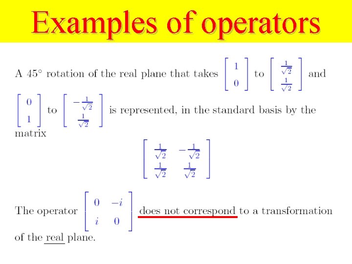 Examples of operators 
