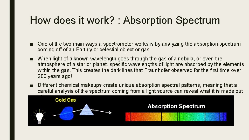 How does it work? : Absorption Spectrum ■ One of the two main ways