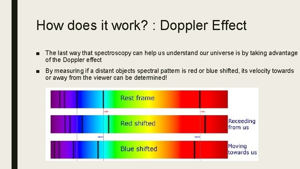 How does it work? : Doppler Effect ■ The last way that spectroscopy can