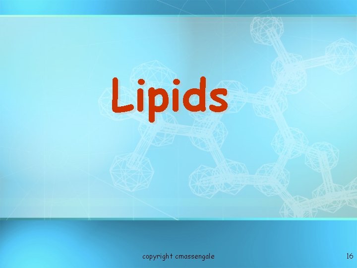 Lipids copyright cmassengale 16 