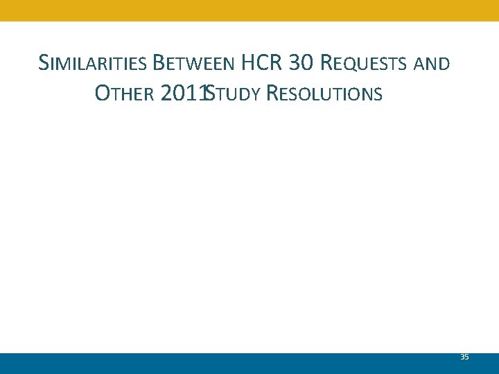 SIMILARITIES BETWEEN HCR 30 REQUESTS AND OTHER 2011 STUDY RESOLUTIONS 35 