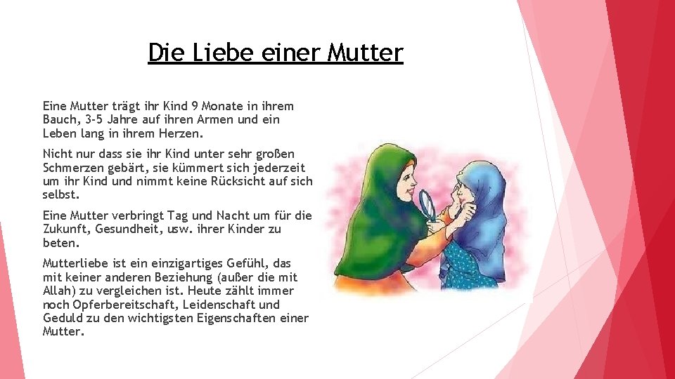 Die Liebe einer Mutter Eine Mutter trägt ihr Kind 9 Monate in ihrem Bauch,