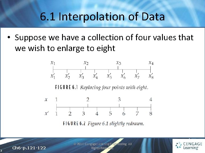6. 1 Interpolation of Data • Suppose we have a collection of four values