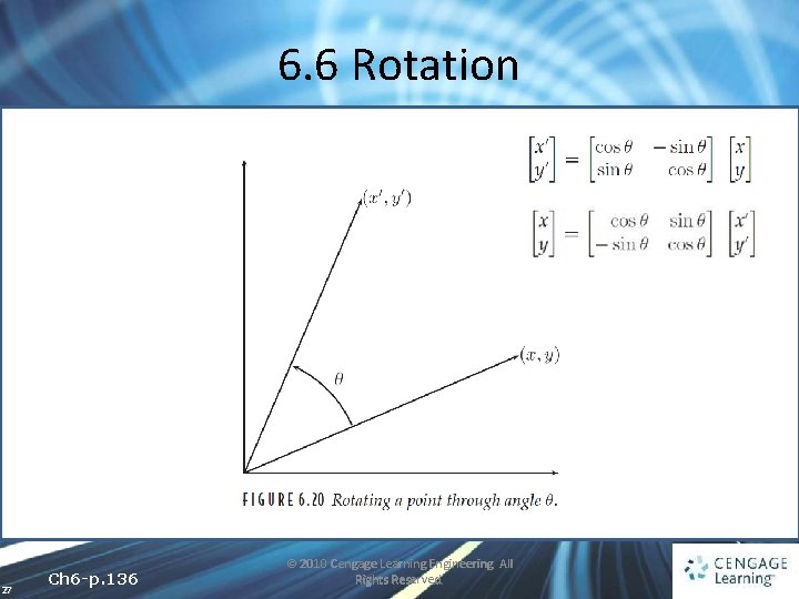 6. 6 Rotation 27 Ch 6 -p. 136 © 2010 Cengage Learning Engineering. All