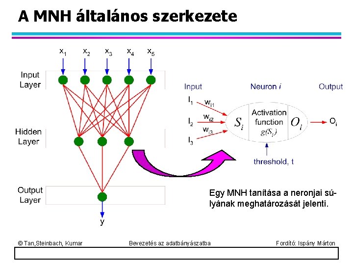 A MNH általános szerkezete Egy MNH tanítása a neronjai súlyának meghatározását jelenti. © Tan,