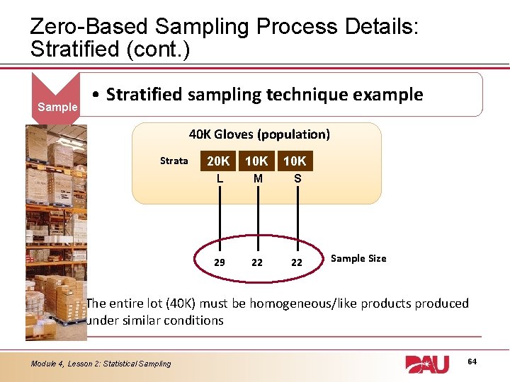 Zero-Based Sampling Process Details: Stratified (cont. ) Sample • Stratified sampling technique example 40