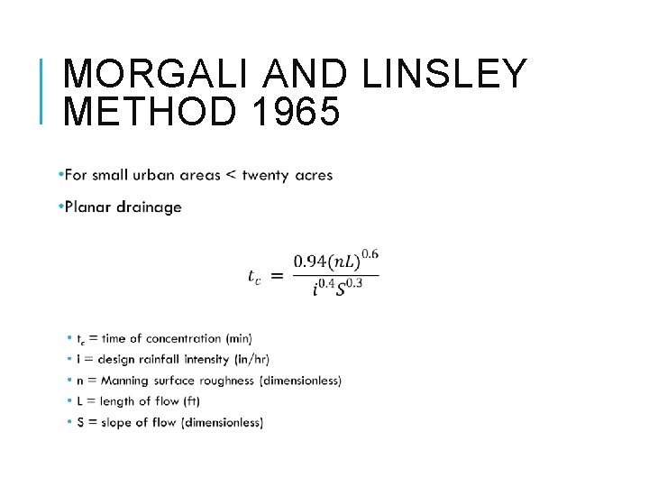 MORGALI AND LINSLEY METHOD 1965 