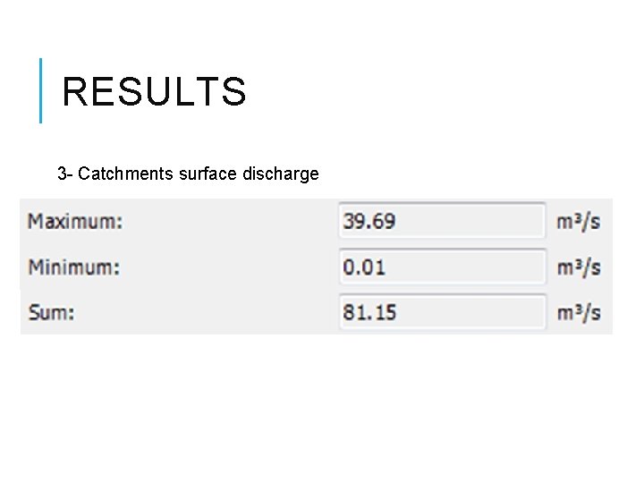 RESULTS 3 - Catchments surface discharge 