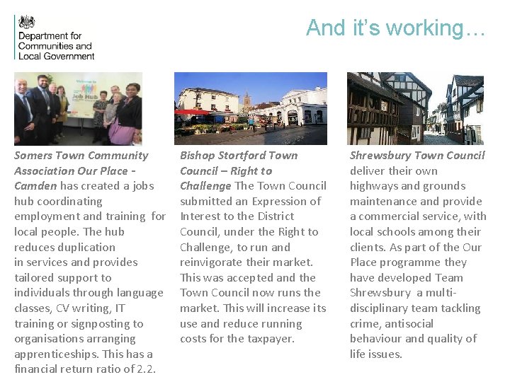 And it’s working… Somers Town Community Association Our Place Camden has created a jobs