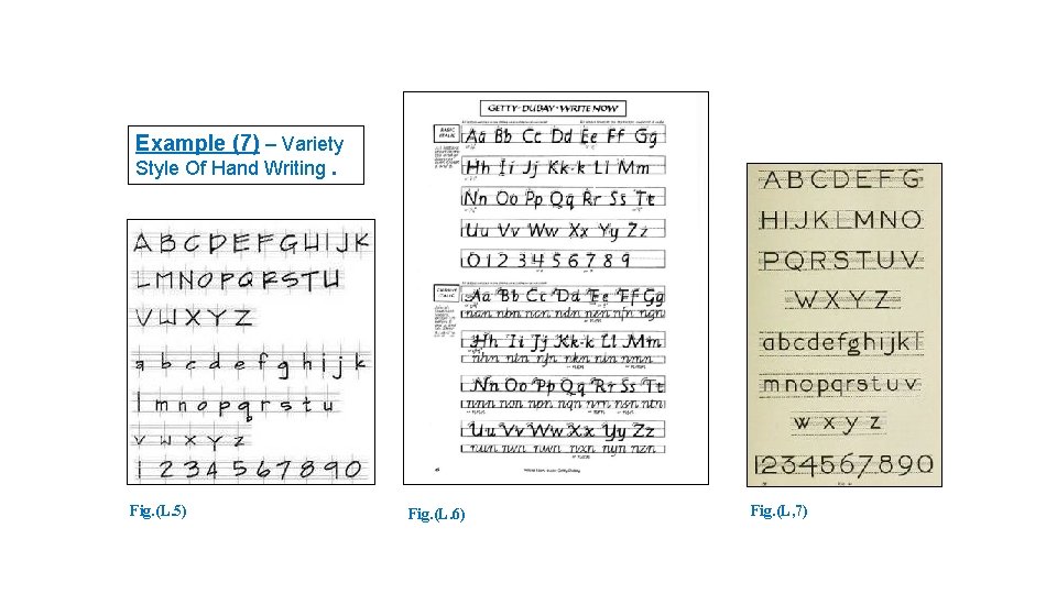 Example (7) – Variety Style Of Hand Writing. Fig. (L. 5) Fig. (L. 6)
