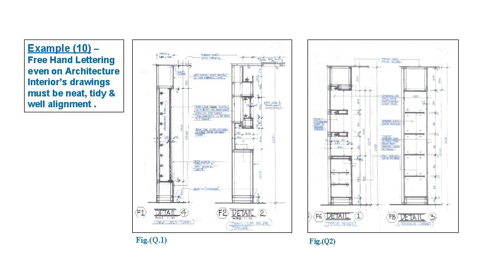 Example (10) – Free Hand Lettering even on Architecture Interior’s drawings must be neat,