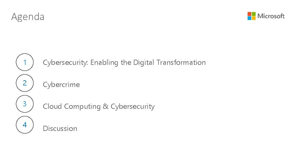 Agenda 1 Cybersecurity: Enabling the Digital Transformation 2 Cybercrime 3 Cloud Computing & Cybersecurity