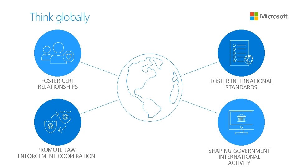 7 Think globally FOSTER CERT RELATIONSHIPS PROMOTE LAW ENFORCEMENT COOPERATION FOSTER INTERNATIONAL STANDARDS SHAPING