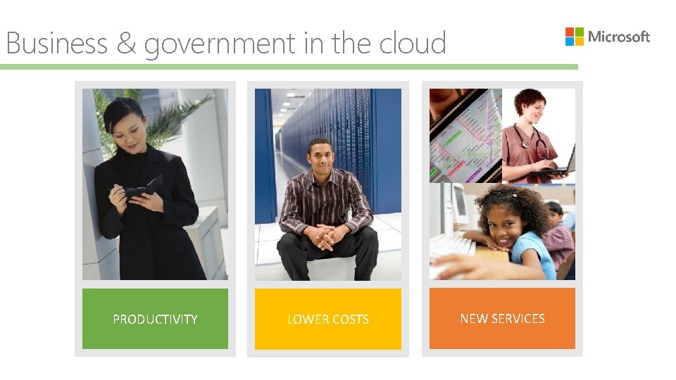 Business & government in the cloud Email Social Networking Photos Music E-commerce Search Online