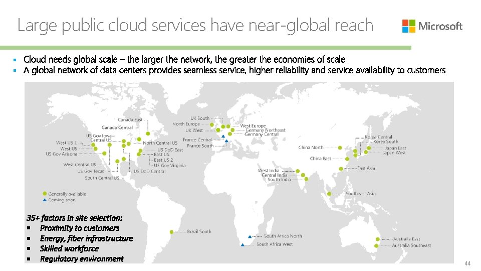 Large public cloud services have near-global reach § § 44 