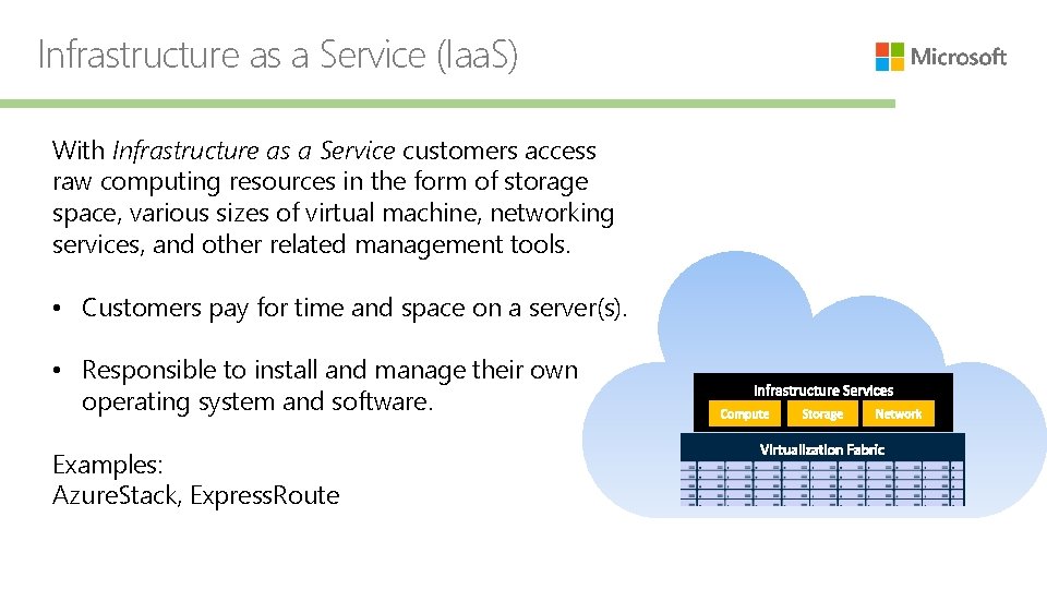 Infrastructure as a Service (Iaa. S) With Infrastructure as a Service customers access raw