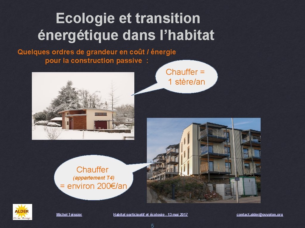  Ecologie et transition énergétique dans l’habitat Quelques ordres de grandeur en coût /