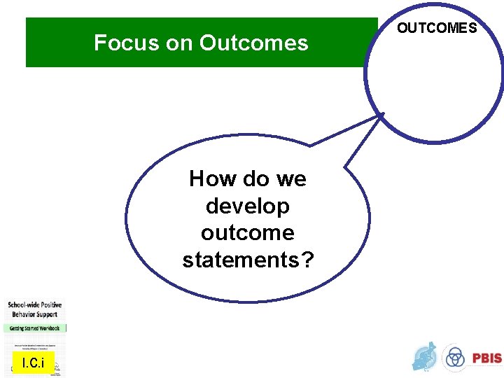 Focus on Outcomes How do we develop outcome statements? I. C. i OUTCOMES 