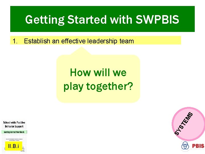 Getting Started with SWPBIS 8. 9. II. B. i 10. S EM 7. How