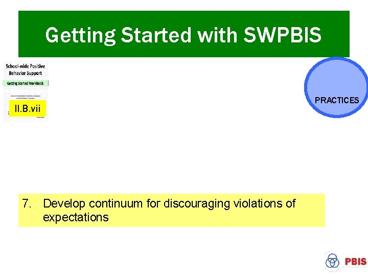 Getting Started with SWPBIS 1. Establish an effective leadership team 2. Develop brief statement