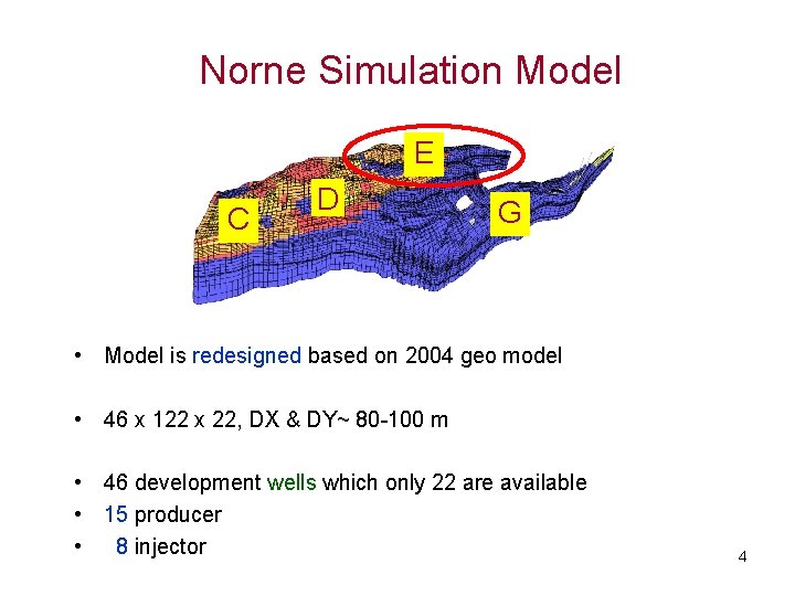 Norne Simulation Model E C D G • Model is redesigned based on 2004