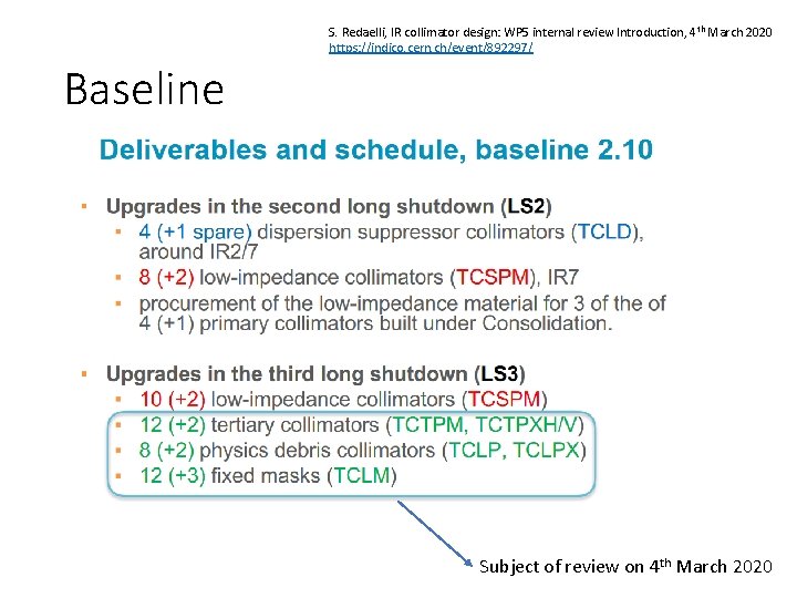 S. Redaelli, IR collimator design: WP 5 internal review Introduction, 4 th March 2020